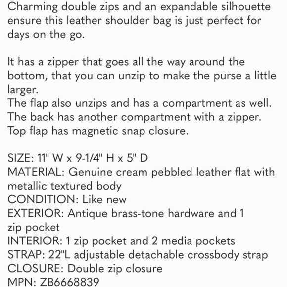 NWOT Fossil Preston Flap Crossbody in Metallic Gold & Cream Summer Travel - Picture 12 of 12